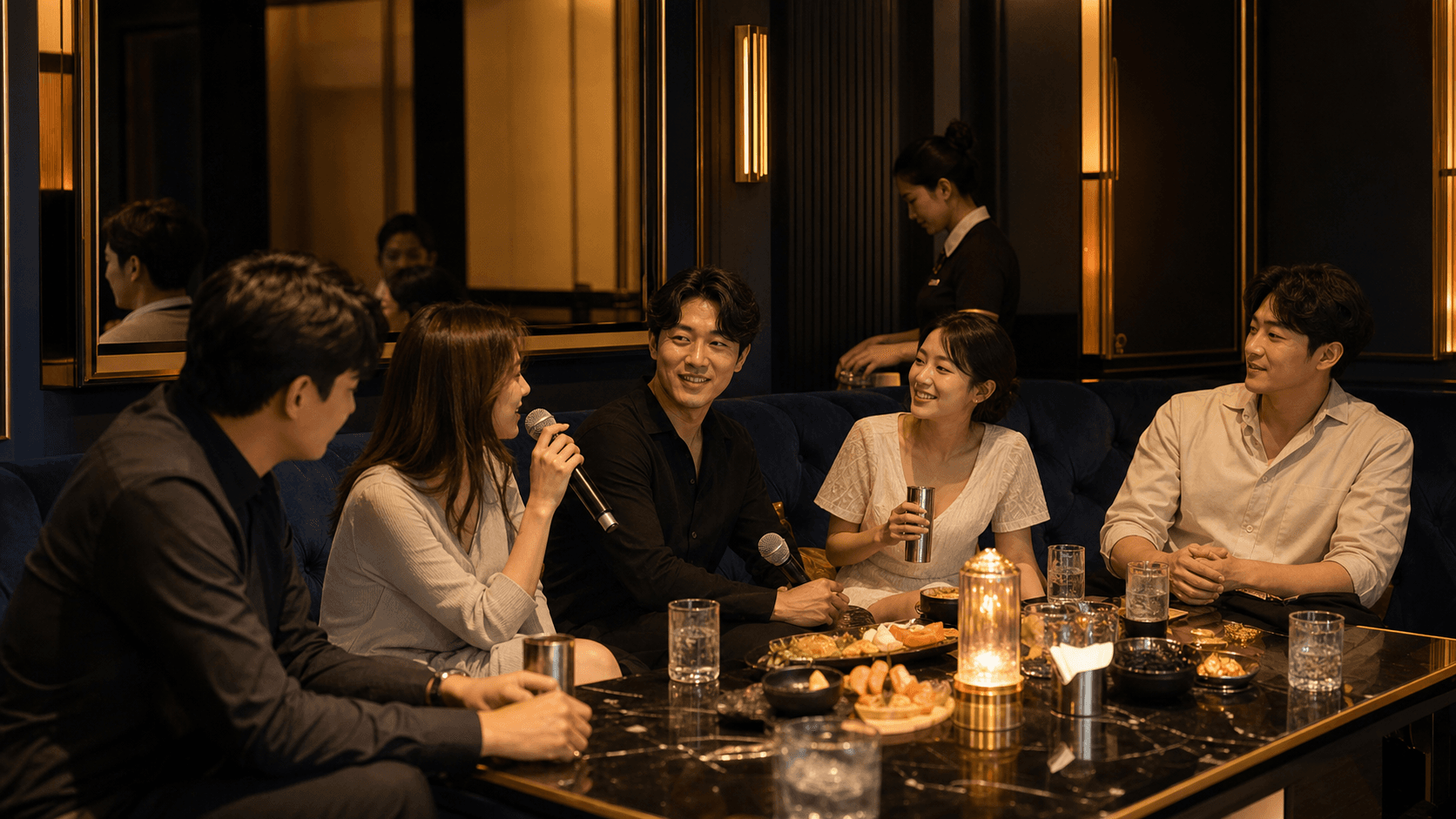 일행과 편안하게 이용할 수 있는 가라오케 공간